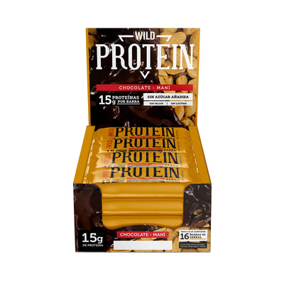Wild Protein Chocolate-Maní (Caja / 16 Unidades) - Wild Foods - Sakál Sport
